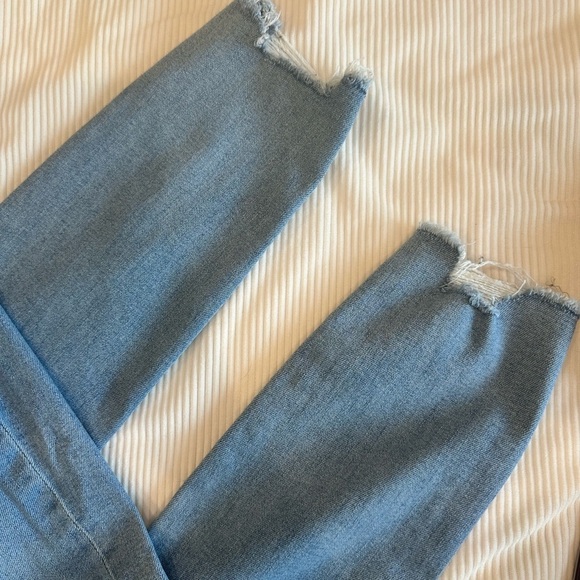 LOFT High-Waisted Button fly Distressed hem Jeans - Picture 2 of 6